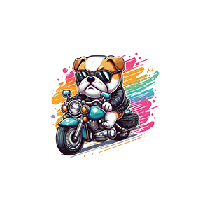 Bulldog Riding Bike UV DTF Sticker – UVDTF112