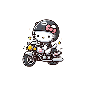 Hello Kitty on Motorcycle UV DTF Sticker – UVDTF267
