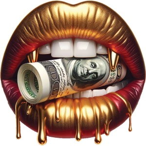 Golden lips and money UV DTF Sticker – UVDTF 1423