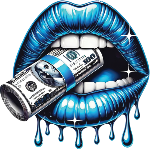 Blue Lips and money UV DTF Sticker – UVDTF 1424